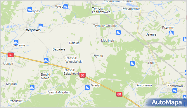 mapa Rynek gmina Wąsewo, Rynek gmina Wąsewo na mapie Targeo