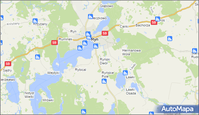 mapa Ryński Dwór, Ryński Dwór na mapie Targeo