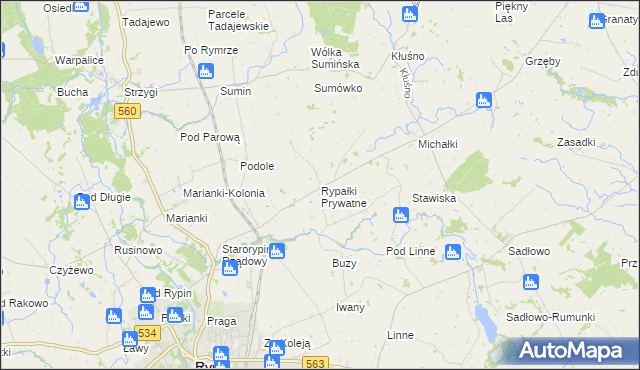 mapa Rypałki Prywatne, Rypałki Prywatne na mapie Targeo