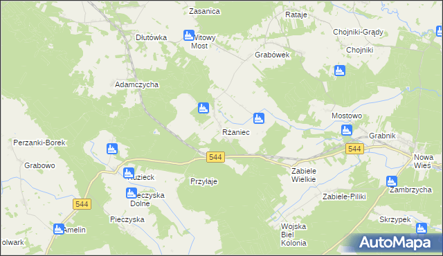 mapa Rżaniec, Rżaniec na mapie Targeo