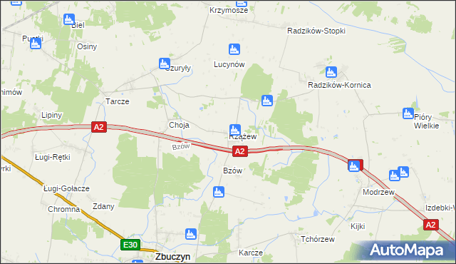 mapa Rzążew, Rzążew na mapie Targeo