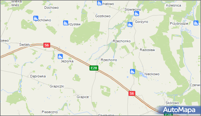 mapa Rzechcino, Rzechcino na mapie Targeo