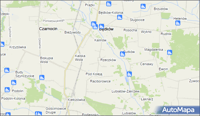 mapa Rzeczków gmina Będków, Rzeczków gmina Będków na mapie Targeo