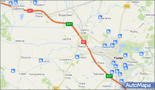 mapa Rzeczna, Rzeczna na mapie Targeo