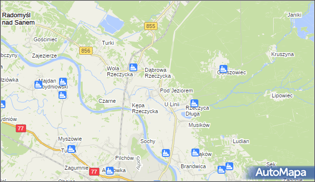 mapa Rzeczyca Okrągła, Rzeczyca Okrągła na mapie Targeo