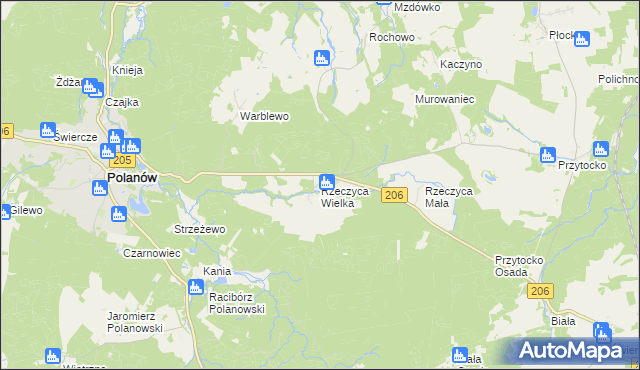 mapa Rzeczyca Wielka, Rzeczyca Wielka na mapie Targeo