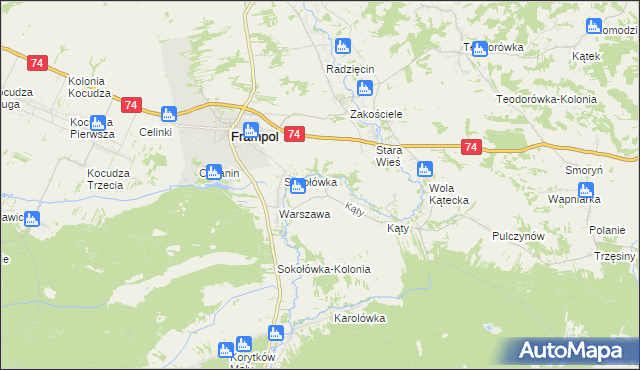 mapa Rzeczyce gmina Frampol, Rzeczyce gmina Frampol na mapie Targeo