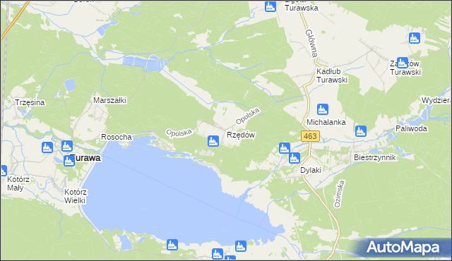 mapa Rzędów gmina Turawa, Rzędów gmina Turawa na mapie Targeo