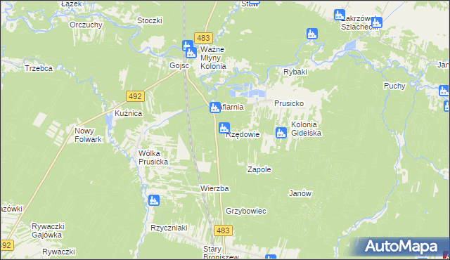 mapa Rzędowie, Rzędowie na mapie Targeo