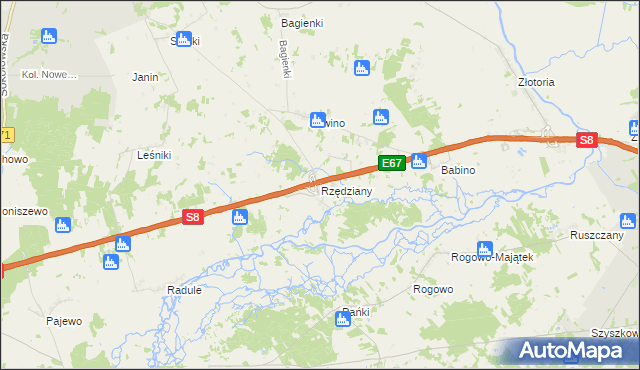 mapa Rzędziany, Rzędziany na mapie Targeo