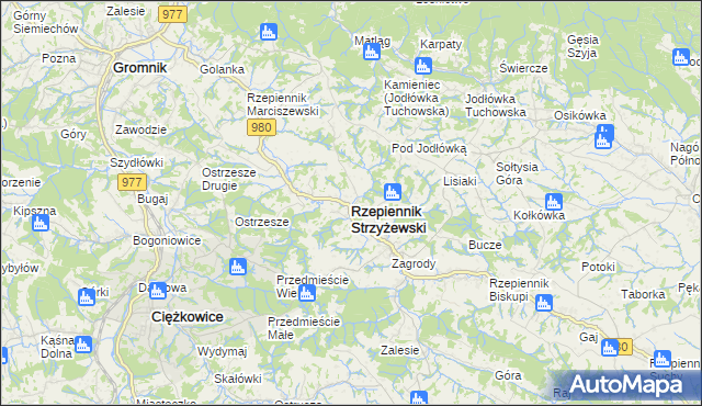 mapa Rzepiennik Strzyżewski, Rzepiennik Strzyżewski na mapie Targeo