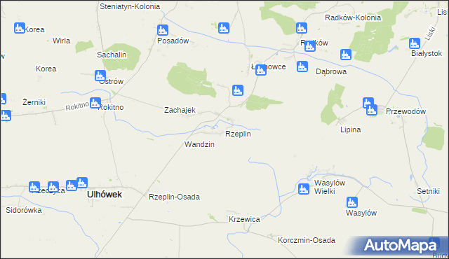 mapa Rzeplin gmina Ulhówek, Rzeplin gmina Ulhówek na mapie Targeo