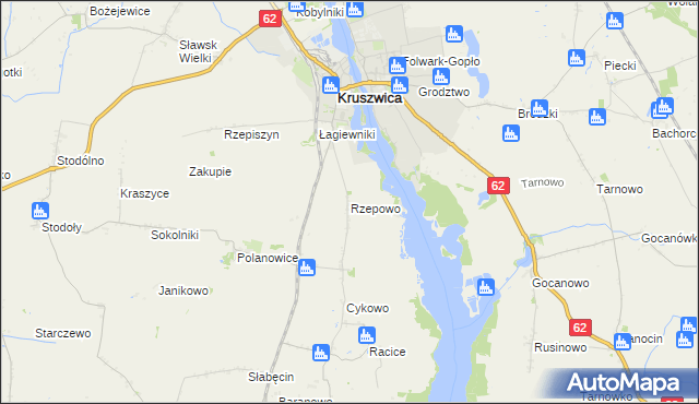 mapa Rzepowo gmina Kruszwica, Rzepowo gmina Kruszwica na mapie Targeo