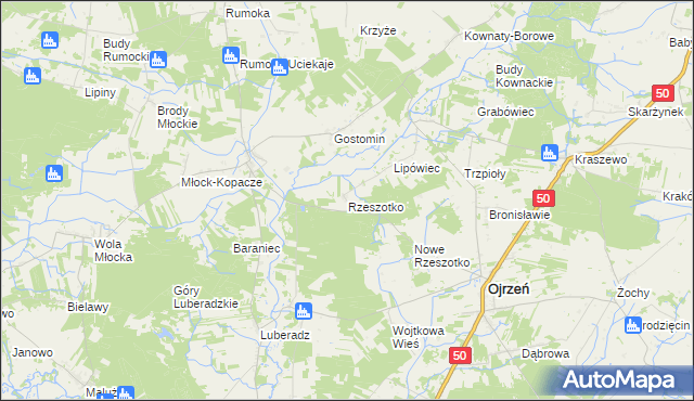 mapa Rzeszotko, Rzeszotko na mapie Targeo