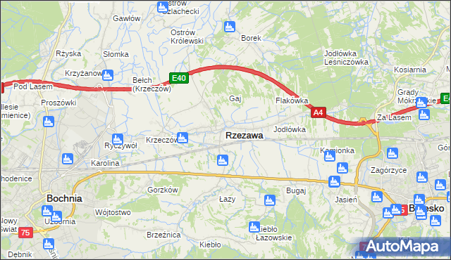 mapa Rzezawa, Rzezawa na mapie Targeo