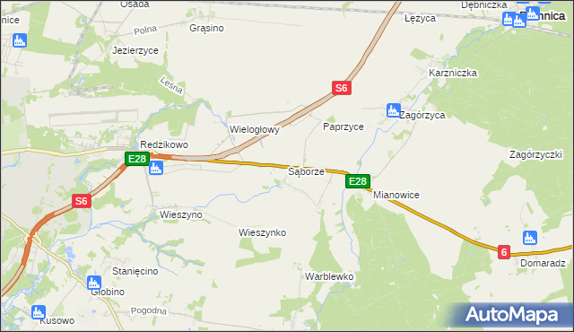 mapa Sąborze, Sąborze na mapie Targeo