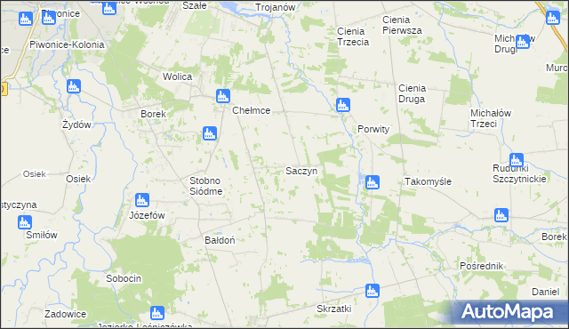 mapa Saczyn, Saczyn na mapie Targeo