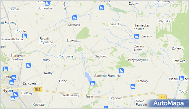 mapa Sadłowo gmina Rypin, Sadłowo gmina Rypin na mapie Targeo