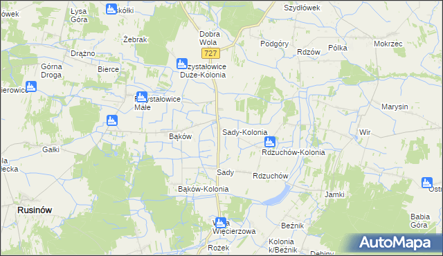 mapa Sady-Kolonia, Sady-Kolonia na mapie Targeo