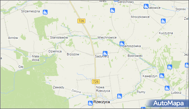 mapa Sadykierz gmina Rzeczyca, Sadykierz gmina Rzeczyca na mapie Targeo