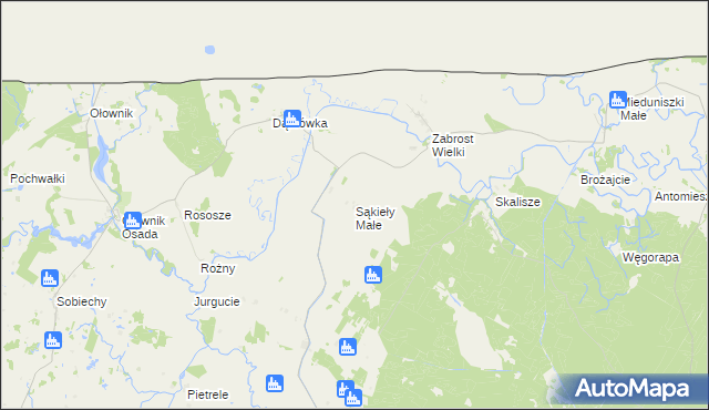 mapa Sąkieły Małe, Sąkieły Małe na mapie Targeo