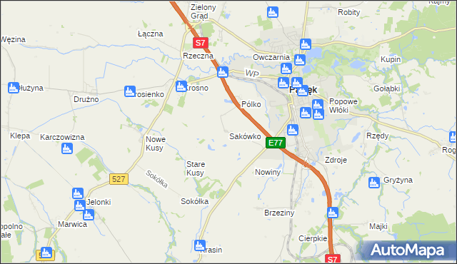 mapa Sakówko, Sakówko na mapie Targeo