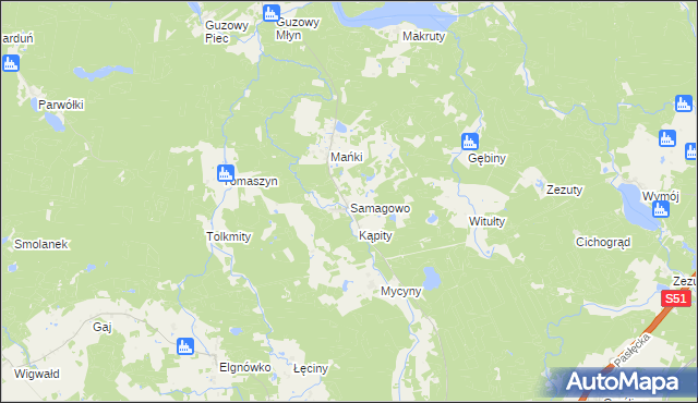 mapa Samagowo, Samagowo na mapie Targeo