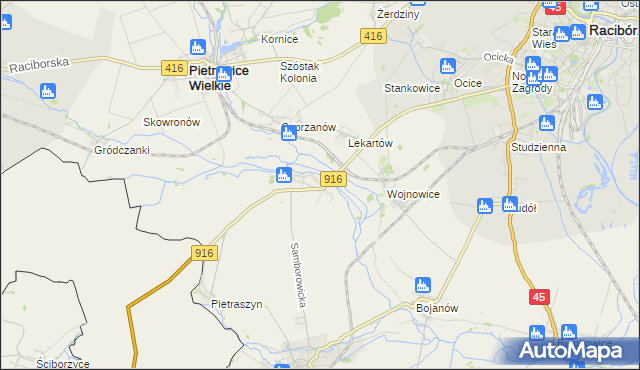 mapa Samborowice gmina Pietrowice Wielkie, Samborowice gmina Pietrowice Wielkie na mapie Targeo
