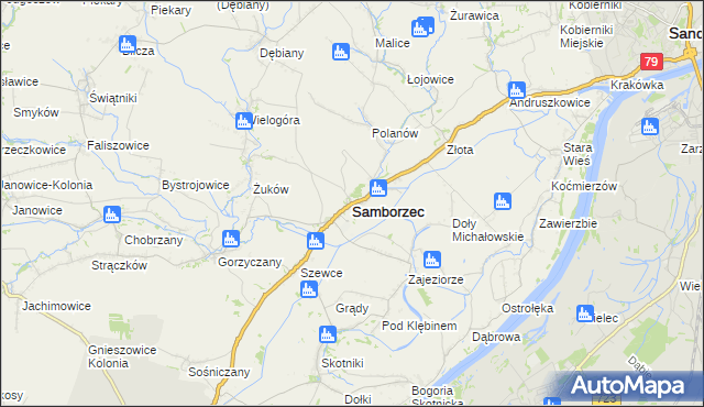 mapa Samborzec, Samborzec na mapie Targeo