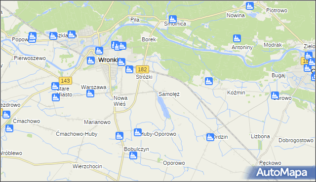 mapa Samołęż, Samołęż na mapie Targeo