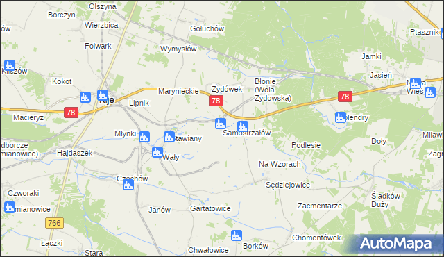 mapa Samostrzałów, Samostrzałów na mapie Targeo