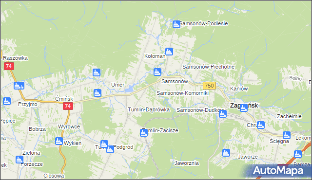 mapa Samsonów-Komorniki, Samsonów-Komorniki na mapie Targeo