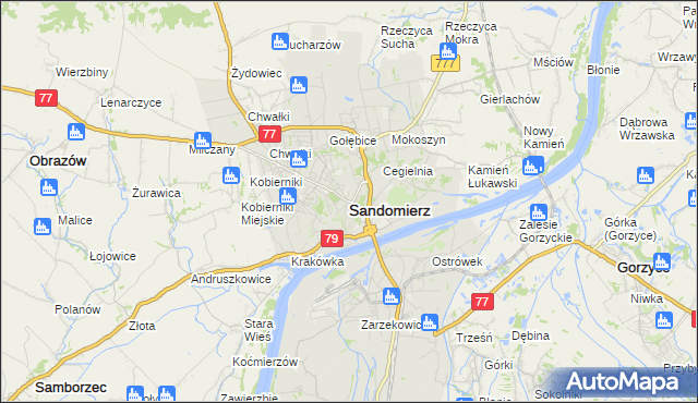 mapa Sandomierza, Sandomierz na mapie Targeo