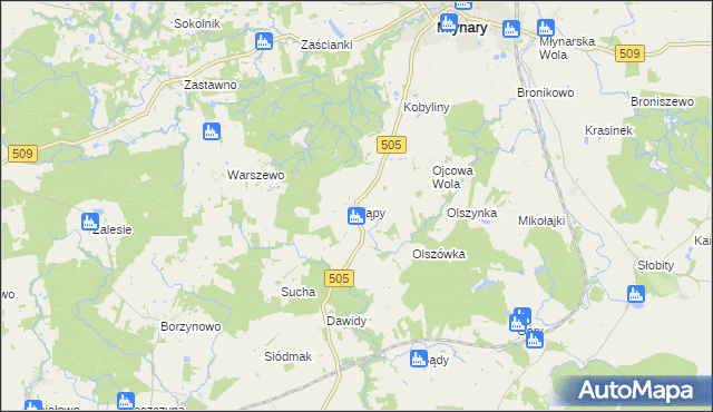 mapa Sąpy gmina Młynary, Sąpy gmina Młynary na mapie Targeo