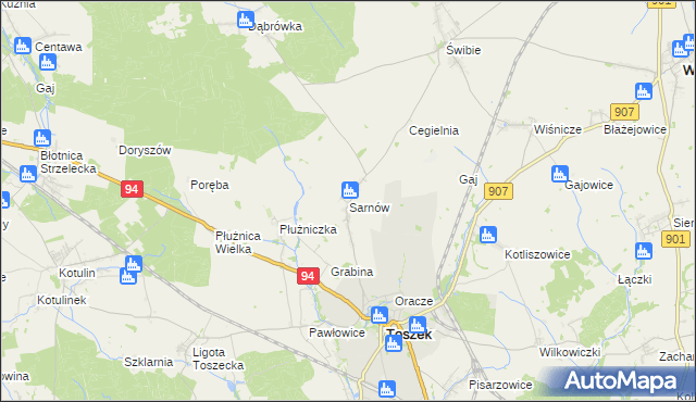 mapa Sarnów gmina Toszek, Sarnów gmina Toszek na mapie Targeo