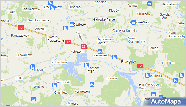 mapa Sarnówek gmina Dalików, Sarnówek gmina Dalików na mapie Targeo