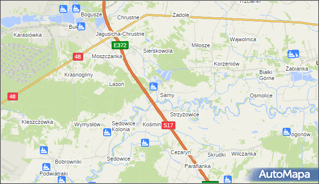 mapa Sarny gmina Ułęż, Sarny gmina Ułęż na mapie Targeo