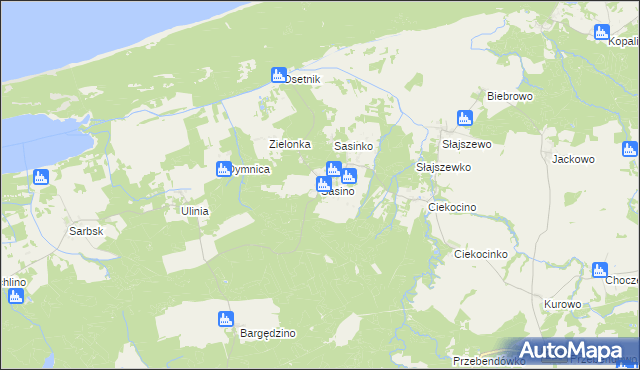 mapa Sasino, Sasino na mapie Targeo