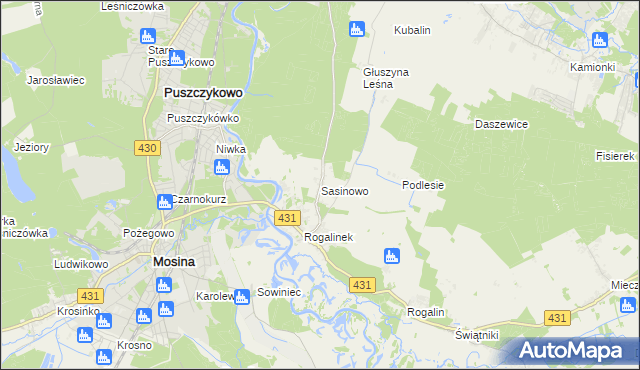 mapa Sasinowo, Sasinowo na mapie Targeo