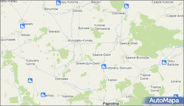 mapa Sawice-Dwór, Sawice-Dwór na mapie Targeo
