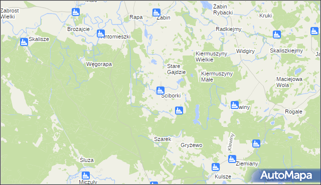 mapa Ściborki, Ściborki na mapie Targeo