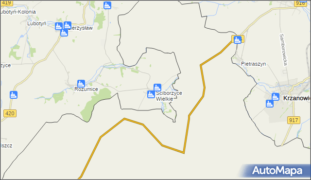 mapa Ściborzyce Wielkie, Ściborzyce Wielkie na mapie Targeo