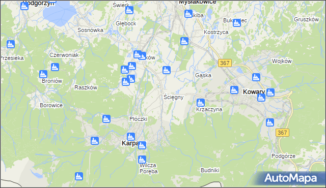 mapa Ściegny, Ściegny na mapie Targeo