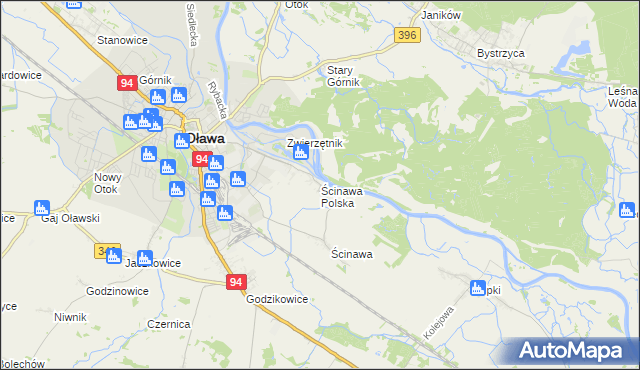 mapa Ścinawa Polska, Ścinawa Polska na mapie Targeo