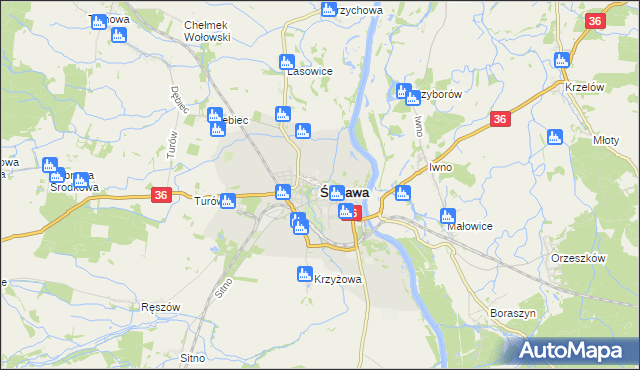 mapa Ścinawa powiat lubiński, Ścinawa powiat lubiński na mapie Targeo