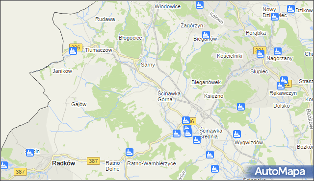 mapa Ścinawka Górna, Ścinawka Górna na mapie Targeo