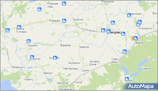 mapa Sędzice gmina Biskupiec, Sędzice gmina Biskupiec na mapie Targeo