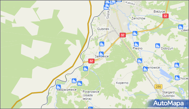 mapa Sękowice gmina Gubin, Sękowice gmina Gubin na mapie Targeo