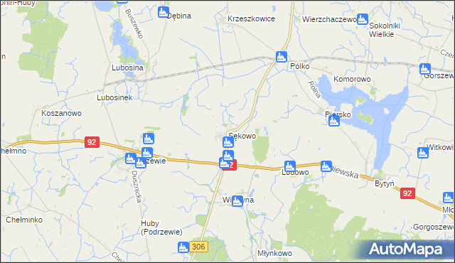 mapa Sękowo gmina Duszniki, Sękowo gmina Duszniki na mapie Targeo
