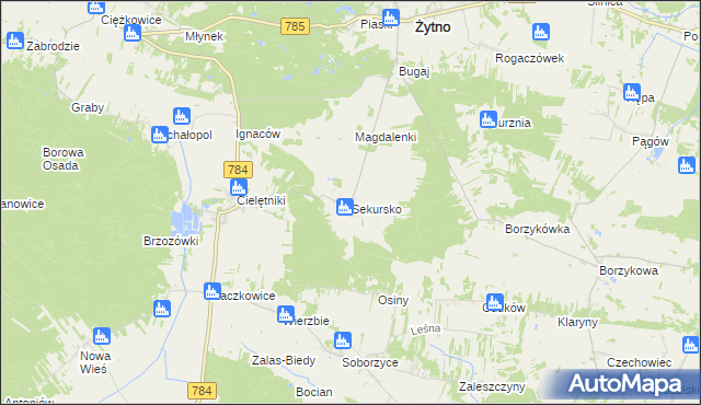 mapa Sekursko, Sekursko na mapie Targeo